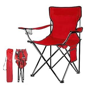 Damei century Portable Camping Chairs Enjoy The Outdoors with a Versatile Folding Chair, Sports Chair, Outdoor Chair & Lawn Chair, with Side Pockets, Red, 2Pack