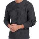 Askdeer Men's Cable Knit Pullover Sweater Long Sleeve Crew Neck Knit Sweater Soft Casual Sweaters with Ribbing Edge Dark Gray, 2XL