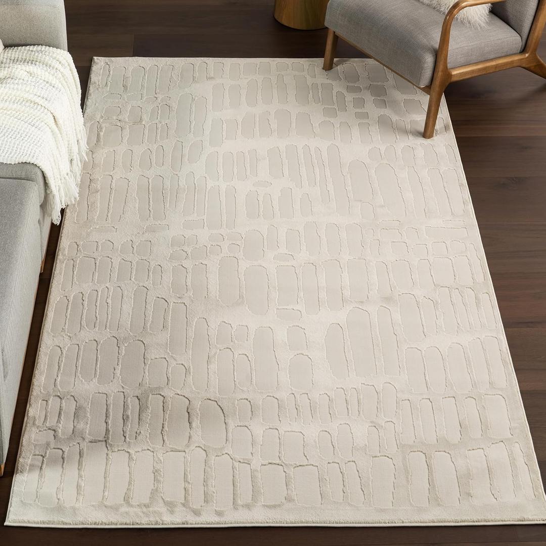 Nuloom Belen Cream, 2'8" x 8', Abstract, Recycled Polyester, Soft and Smooth, High Traffic, Stain Resistant, Easy Clean, Durable Washable Runner for Bedroom, Living Room, Dining, Foyer