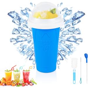 Slushie Maker Cup - Quick Frozen Magic Cup, Portable Double Layers Cool Slushee Maker For MilkShake, Juice, Ice Cream Make & More, Super Fun and Cool Stuff Gift For Kids, Friends & Family - Blue