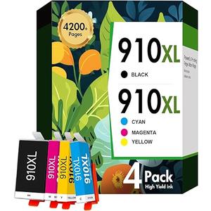 910XL Ink Cartridge 4 Packs Compatible Replacement for HP Ink 910 XL with OfficeJet Pro 8020 8025 8028 8035 8030 8010 8015 8018 8022 Printer, Black Color