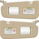Beige Driver Left + Passenger Right Side Sun Visor Replacement Compatible with 2011 2012 2013 2014 2015 Hyundai Elantra Replace 852103X000TX 852203X000TX