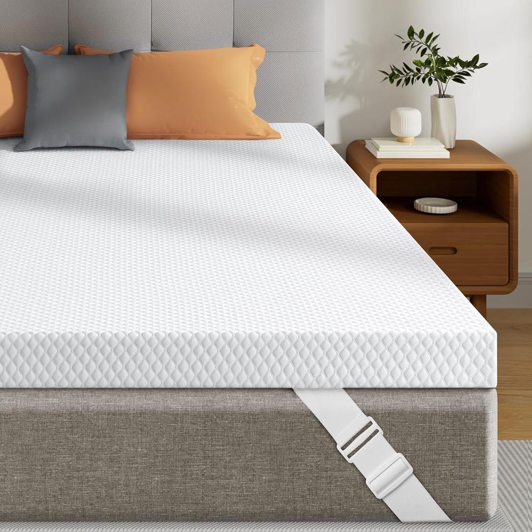 Firm Mattress Topper Full Size, 3 Inch Gel Infusion Foam Bed Topper for Full Size Bed, Mattress Pad for Body Support & Pressure Relief, Ventilated Design, CertiPUR-US Certified, Removable Cover