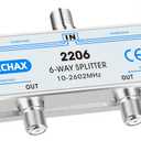 Coaxial Cable Splitter,Support 10-2602MHz,RG6 RG59 Coax Compatible,Work with MoCA2.5 and MoCA3.0, CATV, Satellite TV, Antenna, HDTV and High Speed Internet (6 Way Coaxial Cable Splitter)