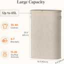 Lifewit Slim Laundry Basket with Lid, Narrow Laundry Hamper with Plastic Handles and Removable Bag, Tall Foldable Dirty Clothes Hampers for Laundry Room, Bedroom, Bathroom, Dorm, 65L Beige