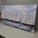 Visual Art Decor Nautical Decor Sailboat Painting Canvas Wall Art Prints Framed Blue Nautical Living Room Bedroom Decor 24x48 inch