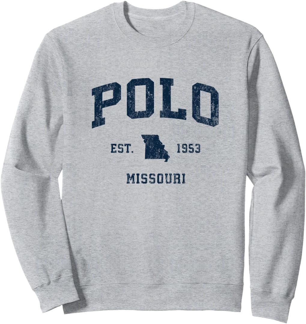 Polo Missouri MO Vintage Athletic Navy Sports Design Sweatshirt (Gray, M)