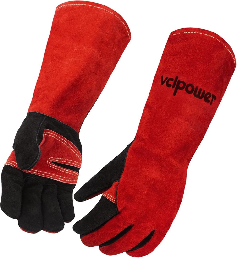 vclpower Animal Handling Gloves Size L Fit for Men & Large Hands Bite Proof Double Leather Reinforced Padding Dog,Cat Scratch,Bird Handling Falconry Gloves Grabbing Reptile Squirrel Snake Bite 16in