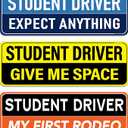 1 pack Student Driver Magnet for Car - Please Be Patient Funny Phrases Reflective Magnetic Rookie Bumper Sticker Set - Reusable Strong Novice Safety Bold Attention Signs - Weather-Resistant