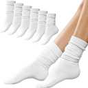 Winterlace 6 Pairs Slouch Socks for Women, Soft Extra Long Scrunch Knee High Sock, Bulk Pack (One Size, White)