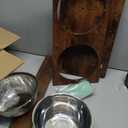 Vantic Elevated Dog Bowls, Adjustable Raised Dog Bowl Stand for Large and XLarge Pet, Sturdy Particle Board Food Feeder with 2 Stainless Steel Dishes, Rustic Brown