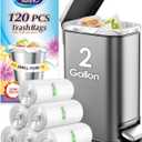 2 Gallon 120 Counts Strong Trash Bags Garbage Bags by Teivio, Bathroom Trash Can Bin Liners, Plastic Bags for home office kitchen, Clear