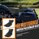 One-piece Two-Up Seat Driver Passenger Seat With Backrest Fit for Harley Touring 2024-Up Street Glide CVO 2023 Road Glide CVO 2023 (Black Stitching)