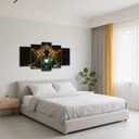 BJYCHG 5 Pieces Black Man Wall Art African American Pictures Gold Crown Paintings Black King Canvas Prints Afro Art for Men Bedroom Framed (Green, 8x14inx2 8x18inx2 8x22inx1)