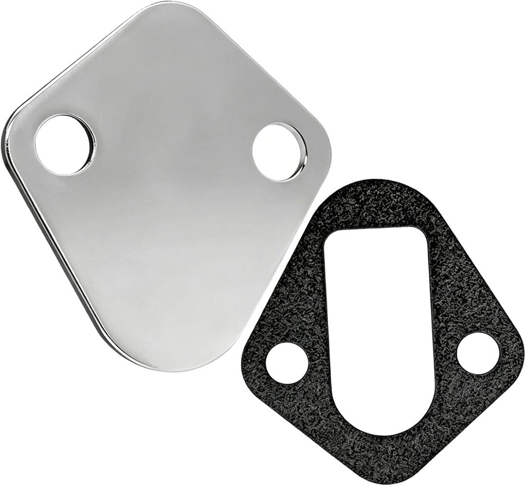 Chrome Steel Fuel Pump Block Off Plate 2058 - Compatible with Ford 302 Fuel Pump Block off Plate,289,260,351W Engines, Small Block Ford Fuel Pump Block