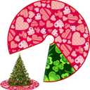 36 Inch Valentine/St Patricks Day Tree Skirt Valentine St Patricks Day Reversible Double Sided Print Mat for Holiday Party Indoor Outdoor Christmas Valentine St Patricks Day Tree Mat Decoration (Heart/Shamrock)