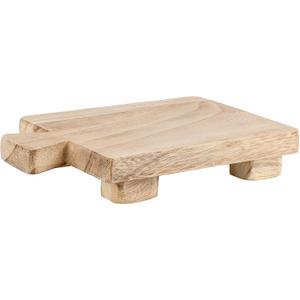 Wood Pedestal Stand Riser Wood Footed Tray for Bathroom Home Kitchen Wooden Soap Holder for Bottles Plant Makeup Tissues Candles Guest Jewelry Soap, 6"x9"