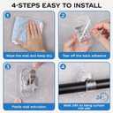 No Drill Curtain Rod Brackets, (8 Pack) Self Adhesive Curtain Rod Holders No Screw Nail-Free, Adjustable Heavy Duty Stick On Curtain Hangers Hooks for 0.5 to 1.3" Dia Rods