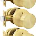 Haidms Gold Interior Door Knobs, Zinc-Alloy Heavy Duty Privacy Door Knob, Brushed Gold Door Knob for Bedroom Bathroom (3 Pack)