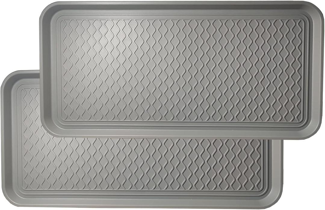 Large Multifunctional Boot Tray 2 Pack Boot Mat Washable Indoor or Outdoor Tray Mat Doormats for Shoes Boots Plants Pots Paint Tins Pet Bowls Car Storage, 30 x 15 x 1.2 Inches