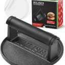 HULISEN Pre-Seasoned Cast Iron Burger Press Includes 100 Pcs Patty Paper, 2.3lb Heavy Duty 6 Burger Smasher for Griddle with Heat Resistant Handle, Grill Press for Hamburger, Bacon, Meat