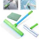Window Cleaning Kit, Window Squeegee, Recyclable Silicone Window Squeegee Kit, 3 in 1 Glass Cleaning Tool with Rotatable Rubber Microfiber Scrubber (1 Set)