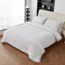 vctops Cotton Quilted Bedspread Quilt Set with 2 Pillow Shams Queen Size Stripe Embroidery Comforter Set Farmhouse Rustic Soft Lightweight Coverlet Bedding Set (White,Queen)