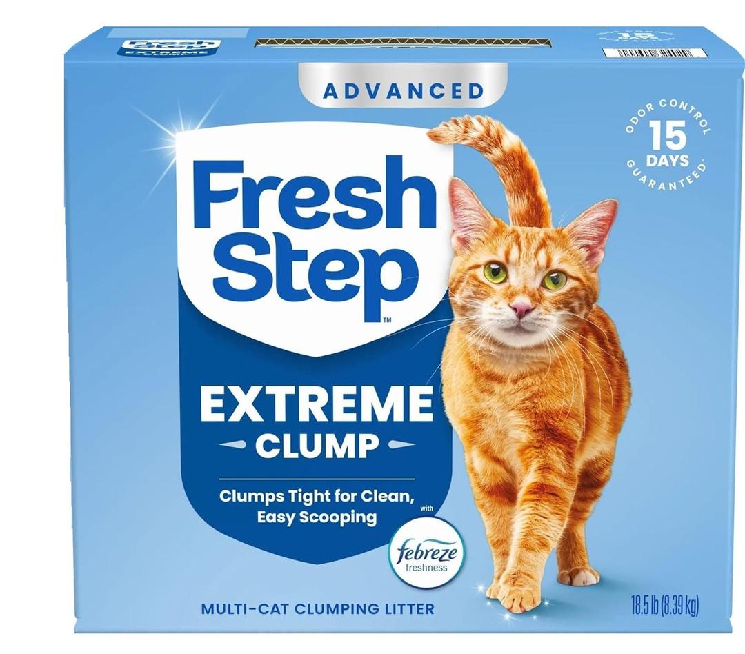 Fresh Step Advanced Extreme Multi Cat Clumping Litter with Febreze Freshness, Low Dust, Odor Control with Ammonia Block Tech, Compatible in Automatic Litter Boxes(18.5 lb)