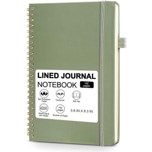 Harphia College Ruled Hardcover Notebook for Work and Study. Lined Spiral Journal, 152 Pages, 100gsm Paper, Journals for Writing - A5(6"x8") (Green)