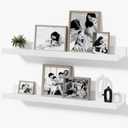 24inch Floating Picture Ledge Shelves 2-Pack, White Wall Mounted Shelves with Lip for Nursery, Kids Room, Living Room & Bedroom, Sturdy Floating Book Shelves for Photo Frames & Decor