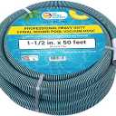U.S. Pool Supply Pool Vacuum Hose - 1-1/2" x 50' Professional Heavy Duty Pool Hose for Inground, Spiral Wound with Kink-Free Swivel Cuff - Connect to Vacuum Heads, Skimmer, Cleaner, Filter Pump Inlet