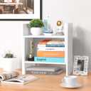 CITLOW Desktop Shelf Organizer - Adjustable Wood Desktop Bookshelf, Table Top Shelves, Desk Book Organizer for Office Supplies and Home Dcor (White)