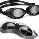 Aegend Polarized Swim Goggles, Upgraded Swimming Goggles High Nose Bridge Soft Silicone Anti-Fog No Leakage Adults Men Women (Silver)