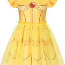 COTRIO Princess Dress Girls Sparkling Tulle Casual Dresses Toddler Ruffle Sleeve A-Line Swing Sundress Twirly Skater Dress