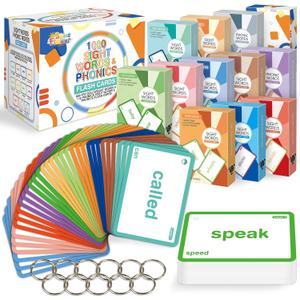 SpringFlower 1012 Sight Words Flash Card,900 Dolch & Fry High Frequency Sight Word,112 Phonic Flash Cards for Kindergarten Homeschool Supplies Games for Kids Pre-K, Kindergarten, 1st, 2nd, 3rd Grade