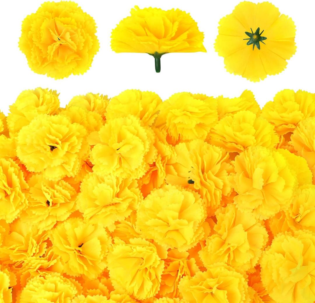 50 Pcs Marigold Flowers Silk Artificial Marigold Flowers, Mexican Flowers Decoration for Baby Shower Wedding Party Decoration Halloween Christmas New Year Decor