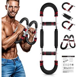 Twister Arm Trainer, Chest Workout Equipment Adjustable Shaker Twister Arm Trainer for Men Women, Portable Power Chest Clip Muscle Fitness with Detachable Design (60-90lb & 80-110lb,Red)