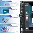 Wireless Double Din Car Stereo Works with Apple Carplay,7 Inch HD 1024 * 600 Touchscreen with Bluetooth 5.1,FM Car Radio,GPS Navigation,Backup Camera,Android Auto,Voice Control,USB/AUX/TF/SWC