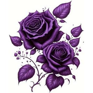 2pcs Elegant Purple Rose Vinyl Decals - Fashionable Floral Stickers for Cars, Bumpers, Windows, Laptops, Racing Gear, Wall Decor