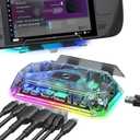 JSAUX RGB Docking Station for Steam Deck (OLED)/ROG Ally/Legion Go, 12-in-1 Handheld Dock with 4K@120Hz HDMI & DisplayPort Gigabit Ethernet USB C 3.2 USB A 3.2/2.0, SD/TF Slots 3.5mm Jack-HB1201S (Crystal)