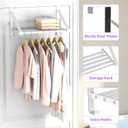 Over The Door Clothes Hanger with 2 Hooks, Stainless Steel Over The Door Hangers for Clothes with Storage Rack, Clothing Hanger Drying Racks for Laundry, Washroom, Fits Door Up to 1.77", White