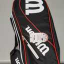Wilson Federer Adult Recreational Tennis Racket - Grip Size 3 - 4 3/8", Red/White/Black