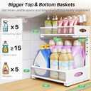 Under Sink Organizer, 2-Pack Pull Out Cabinet Organizer 2 Tier Metal Slide Out Storage Shelf Rack, L-Shaped Adjustable Height,Mesh Sliding Drawer for Kitchen, Bathroom, Laundry, Pantry, White, XL