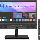 Feihe 14 Inch Small Smart TV, HD LED Flat Screen Smart TV with ATSC Tuner/HDMI/USB/AV for Kitchen, RV, Camper, Bedroom or Travel Use
