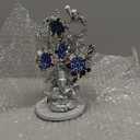 Evil Eye Flowers Lucky Tree with Silver Ganesha Hindu Elephant God Statue Home Office Feng Shui Protection Ornament Blessing Gift