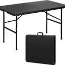6ft Plastic Folding Table, Fold-in-Half Portable Utility Table Heavy Duty Portable w/Handle, for Indoor Outdoor,Picnic, Party, & Camping (Black, 6ft)