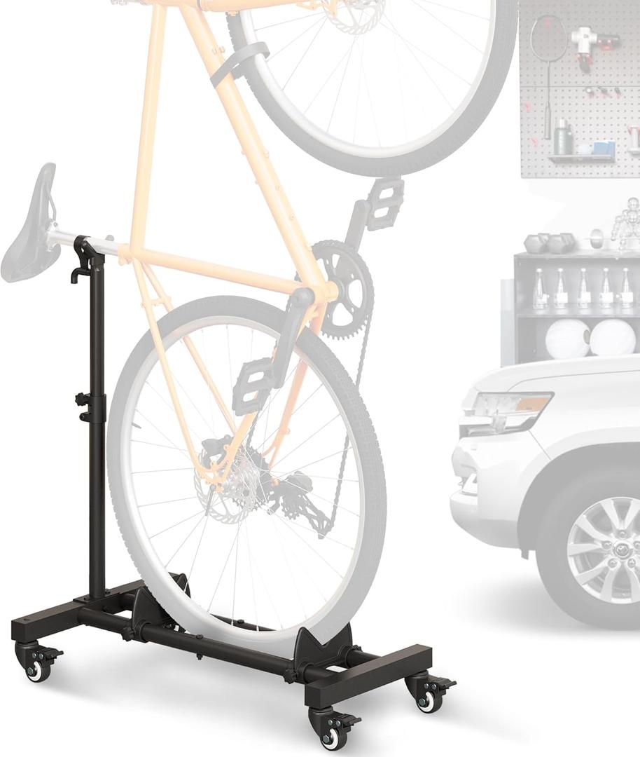 Sttoraboks Vertical Bike Stand, Freestanding Bike Rack Garage Storage Upright Bicycle Floor Stand Indoor Bike Holder with Adjustable Height for Garage & Apartment - for Wheels Sizes up to 29