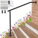 Hand Rails for Outdoor Steps 2-3 Step Deck Railing Kit Wall Floor Mounted Wrought Iron Handrails Deck Rail Kit Exterior Hand Railings for Seniors Indoor Stairs Porch Railing