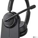 Wireless Headset with Mic for Work, Bluetooth Headset with Noise Cancelling Mic & Mute Button, Wireless Headsets with Mic for Remote Workers/Office Professionals/Call Center/PC/Laptop