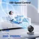 KIMMOO Rechargeable USB Desk Fan, Quiet Table Fan with Turbo Airflow, 100 Speeds, Digital Display, 90 Rotating, Small Battery Desktop Fans for Bedroom Home Office Travel, Black